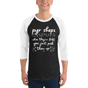 Open image in slideshow, 3/4 sleeve dark raglan: pyr sheps pick &#39;em up
