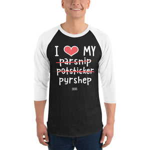 Open image in slideshow, 3/4 sleeve dark raglan: parsnip potsticker pyrshep
