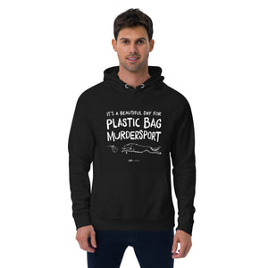 Open image in slideshow, unisex eco raglan hoodie: plastic bag murdersport (borzoi)
