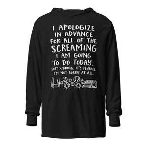 Open image in slideshow, hooded long-sleeve tee: apologize (flyball)
