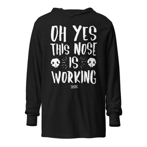 Open image in slideshow, hooded long-sleeve tee: this nose is working
