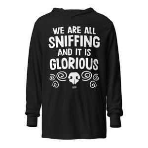 Open image in slideshow, hooded long-sleeve tee: we are all sniffing
