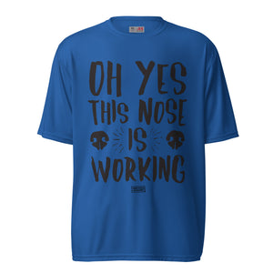 Open image in slideshow, unisex performance crew neck shirt: this nose is working (light colors)
