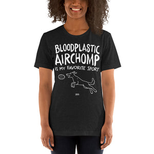 Open image in slideshow, unisex t-shirt: bloodplastic airchomp (white print)
