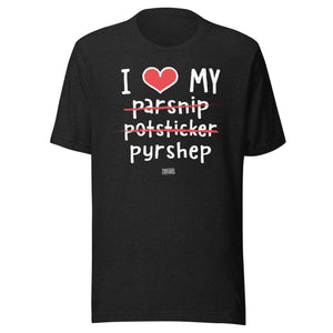 Open image in slideshow, unisex t-shirt: parsnip potsticker pyrshep (dark colors)
