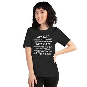 Open image in slideshow, unisex t-shirt: fastest cat (white print)
