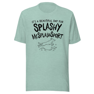 unisex t-shirt: splashy mcsplashsport (black print)