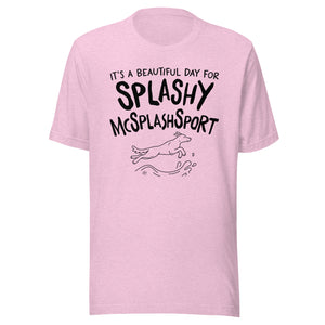 unisex t-shirt: splashy mcsplashsport (black print)