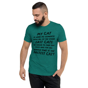 Open image in slideshow, unisex tri-blend t-shirt: fastest cat
