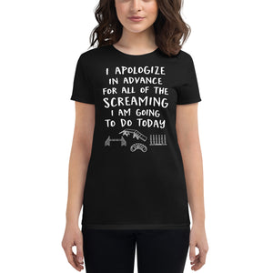 Open image in slideshow, women&#39;s fitted t-shirt: apologize (agility)
