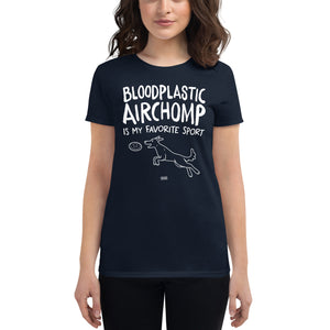 Open image in slideshow, women&#39;s fitted t-shirt: bloodplastic airchomp
