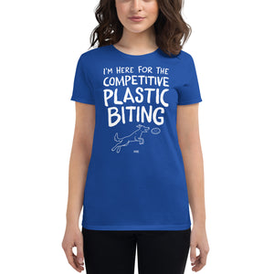 women's fitted t-shirt: competitive plastic biting