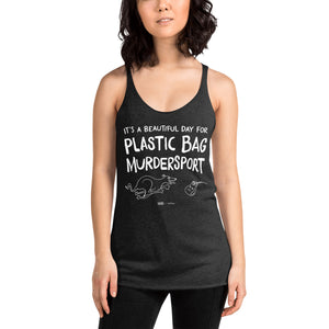 Open image in slideshow, women&#39;s racerback: plastic bag murdersport (sighthound)
