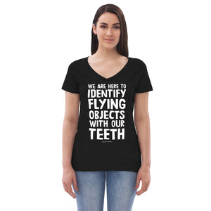 Open image in slideshow, women&#39;s recycled v-neck: identifying flying objects
