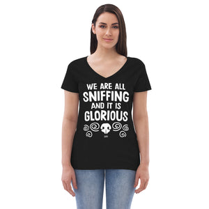 Open image in slideshow, women&#39;s recycled v-neck: we are all sniffing
