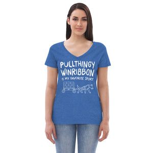 Open image in slideshow, women&#39;s recycled v-neck: pullthingy winribbon

