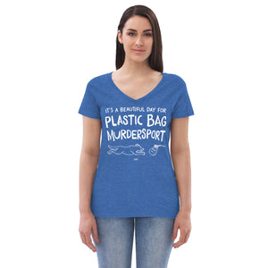 women's recycled v-neck: plastic bag murdersport