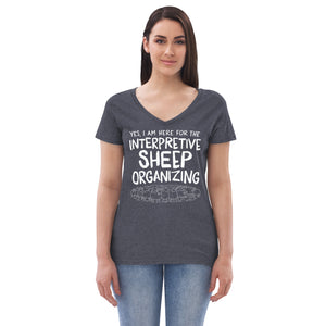 women's recycled v-neck: interpretive sheep organizing