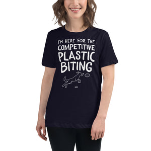 Open image in slideshow, women&#39;s relaxed fit t-shirt: competitive plastic biting
