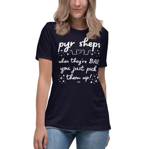 Open image in slideshow, women&#39;s relaxed t-shirt: pyrsheps pick &#39;em up
