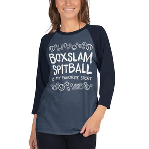 Open image in slideshow, 3/4 sleeve dark raglan - boxslam spitball
