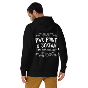 Open image in slideshow, unisex hoodie: pvc point &#39;n scream (BACK PRINT)
