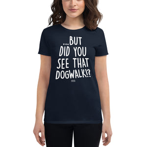 women's fitted t-shirt: dogwalk