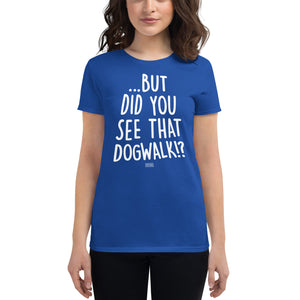 women's fitted t-shirt: dogwalk