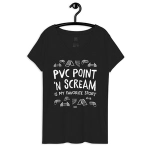 Open image in slideshow, women&#39;s recycled v-neck: pvc point &#39;n scream
