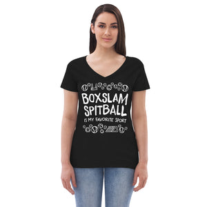 Open image in slideshow, women&#39;s recycled v-neck: boxslam spitball
