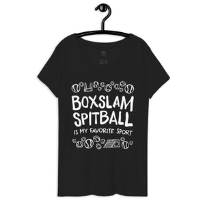 women's recycled v-neck: boxslam spitball